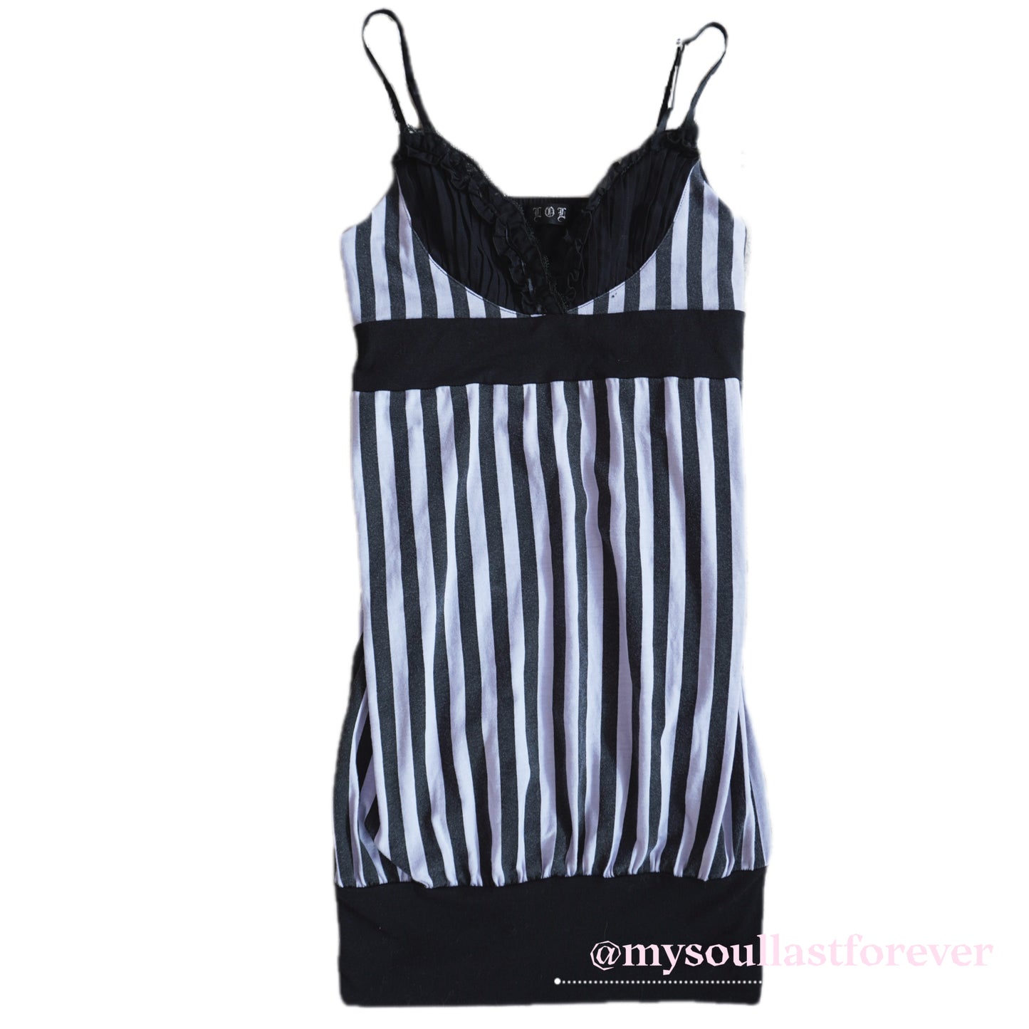 Vintage L.O.L gyaru aesthetic ruffle striped babydoll dress - Mysoullastforever