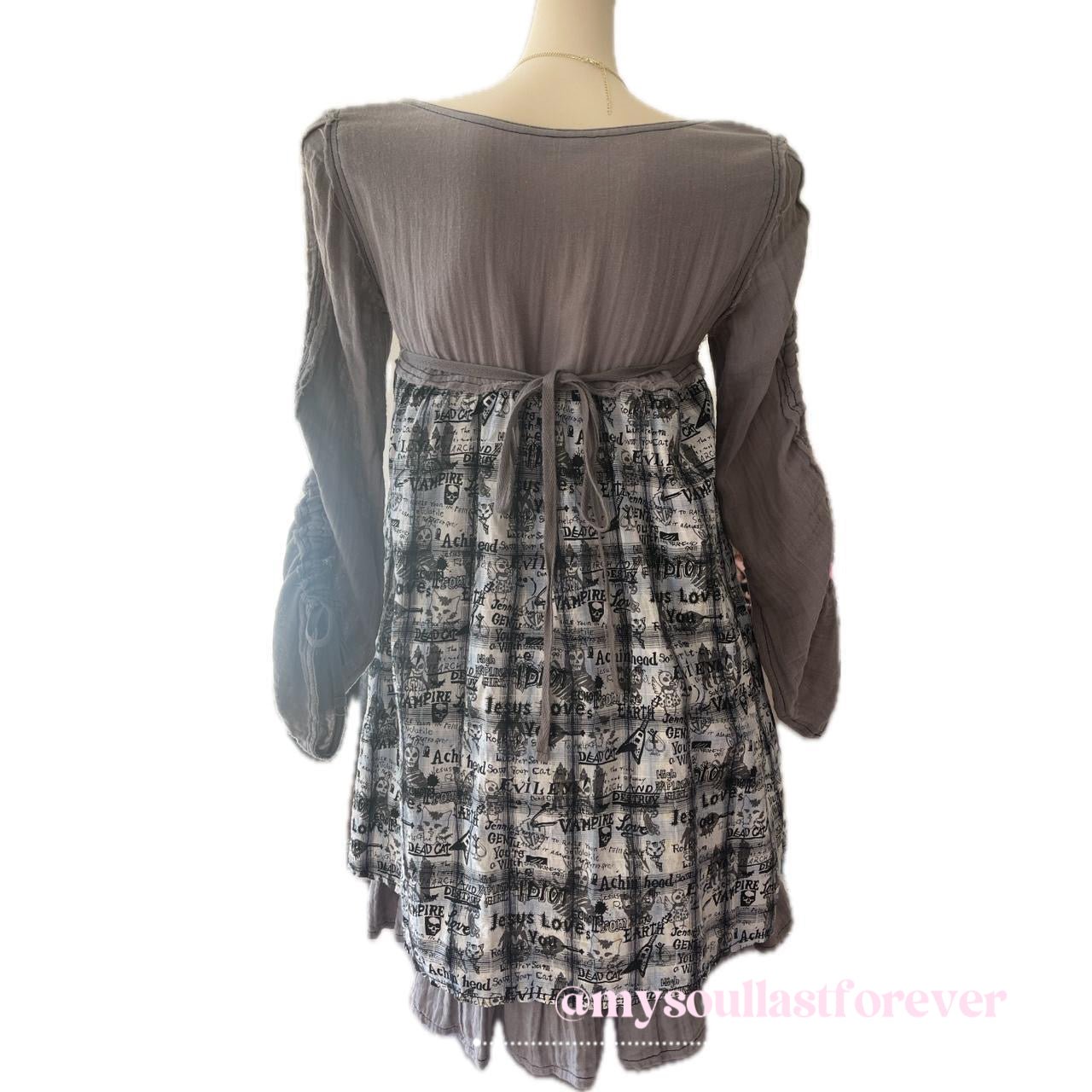 Vintage Algonquins very rare 2000s skull guitar pattern frill ruffled babydoll dress - Mysoullastforever