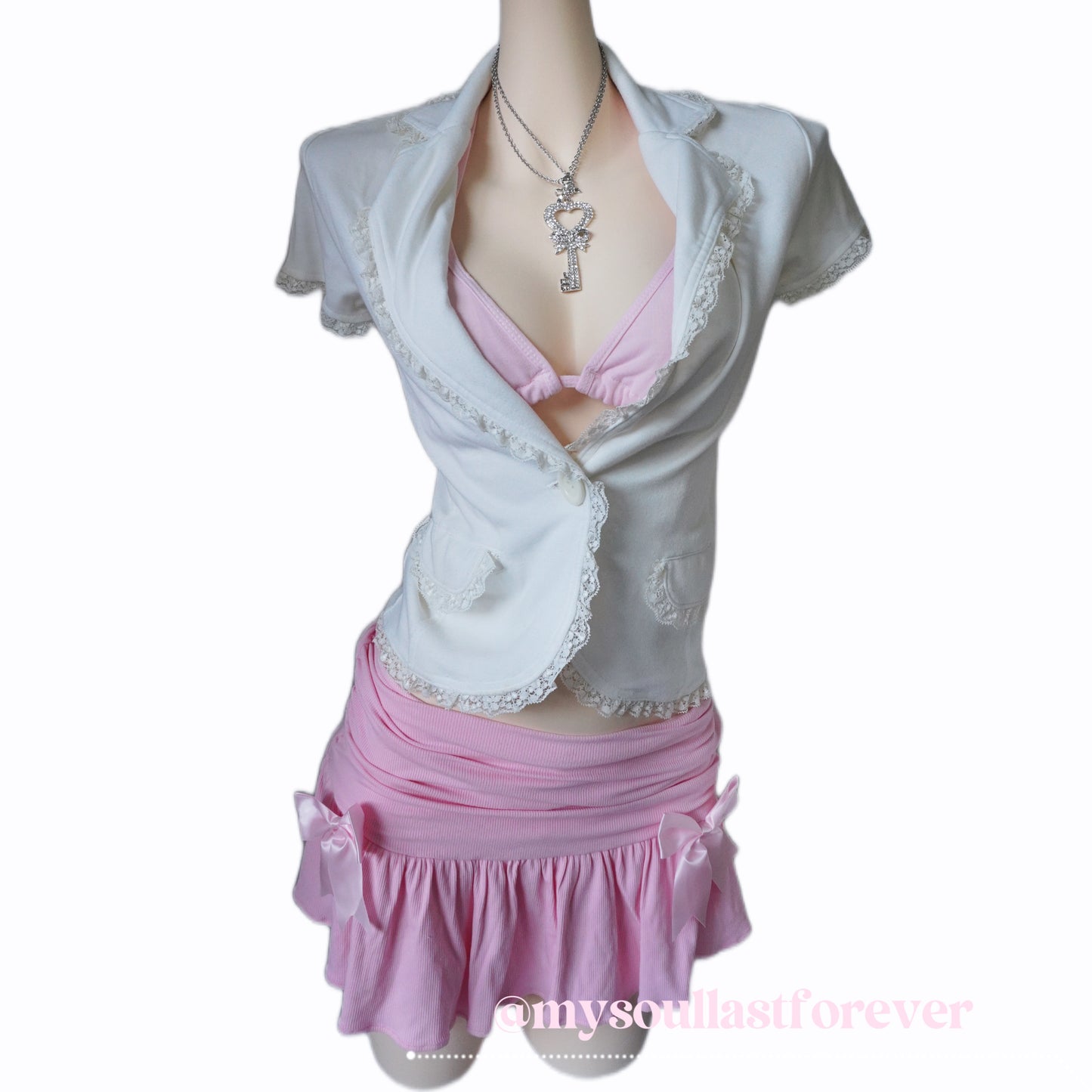 ArtByTastybabe independent designer brand Y2K shouju bow frill mini skirt - Mysoullastforever