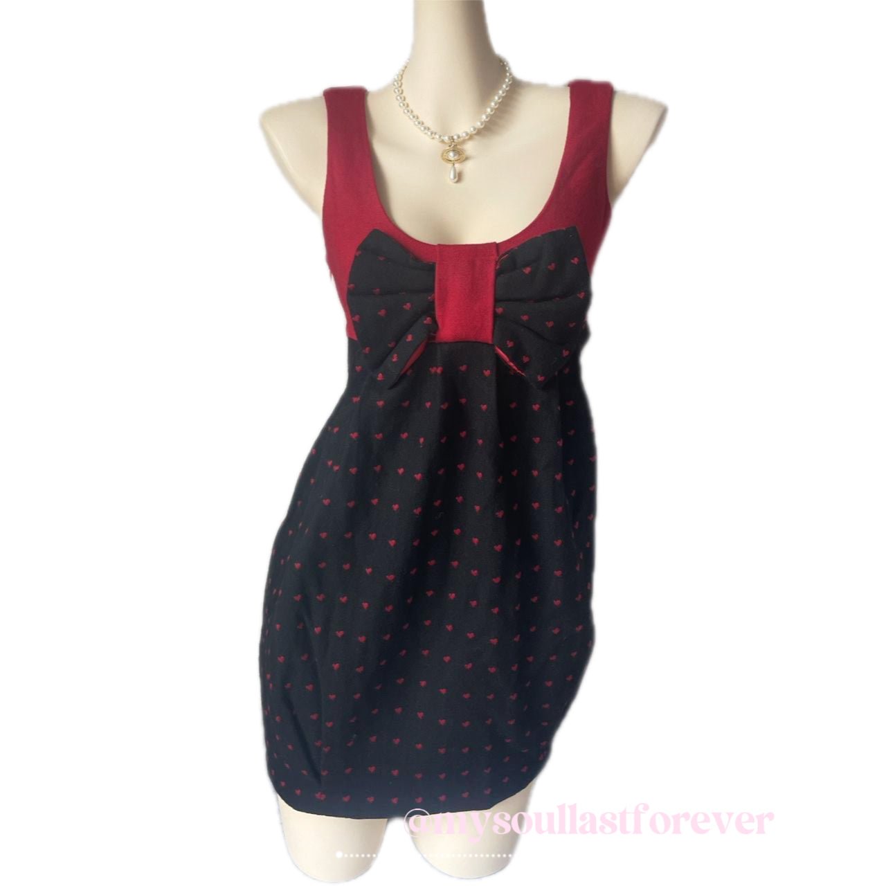 Vintage Ayilian shouju polka dot babydoll dress with ruffled bow - Mysoullastforever
