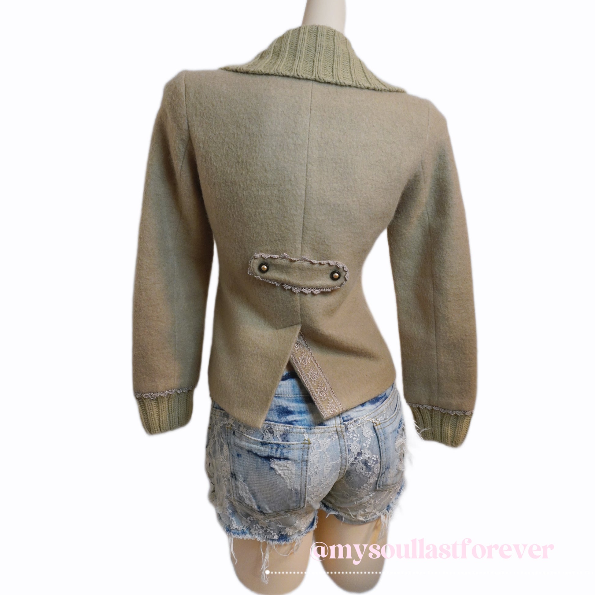Vintage Axes Femme shouju knit collar embroidered wool jacket - Mysoullastforever