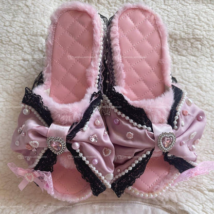 MADE TO ORDER agejo gyaru adorable handmade princess platform sandals with pearls and bows - Mysoullastforever