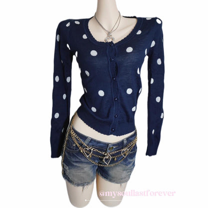Vintage Ingni 2000s polka dot knit cardigan - Mysoullastforever