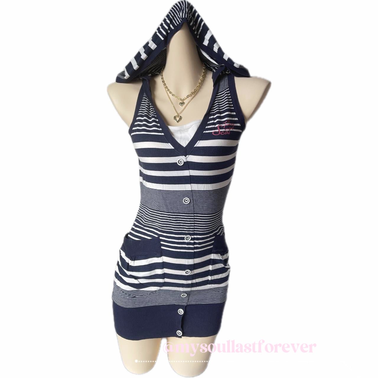 Vintage Scat 2000s aesthetic very rare striped hoodie dress - Mysoullastforever