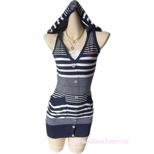 Vintage Scat 2000s aesthetic very rare striped hoodie dress - Mysoullastforever