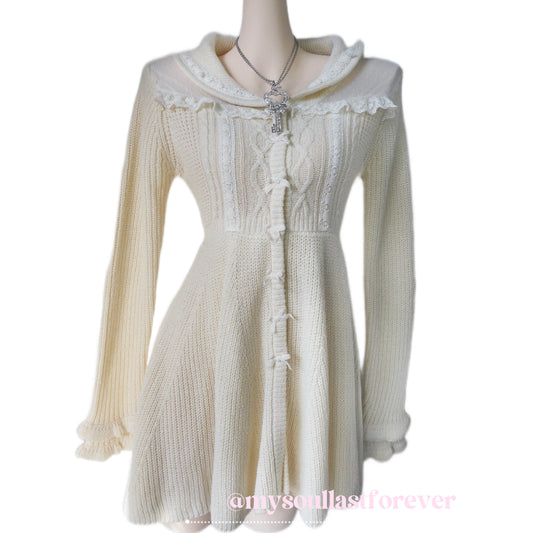 Vintage Lizlisa shouju core knit lace ribbon detail jacket dress - Mysoullastforever