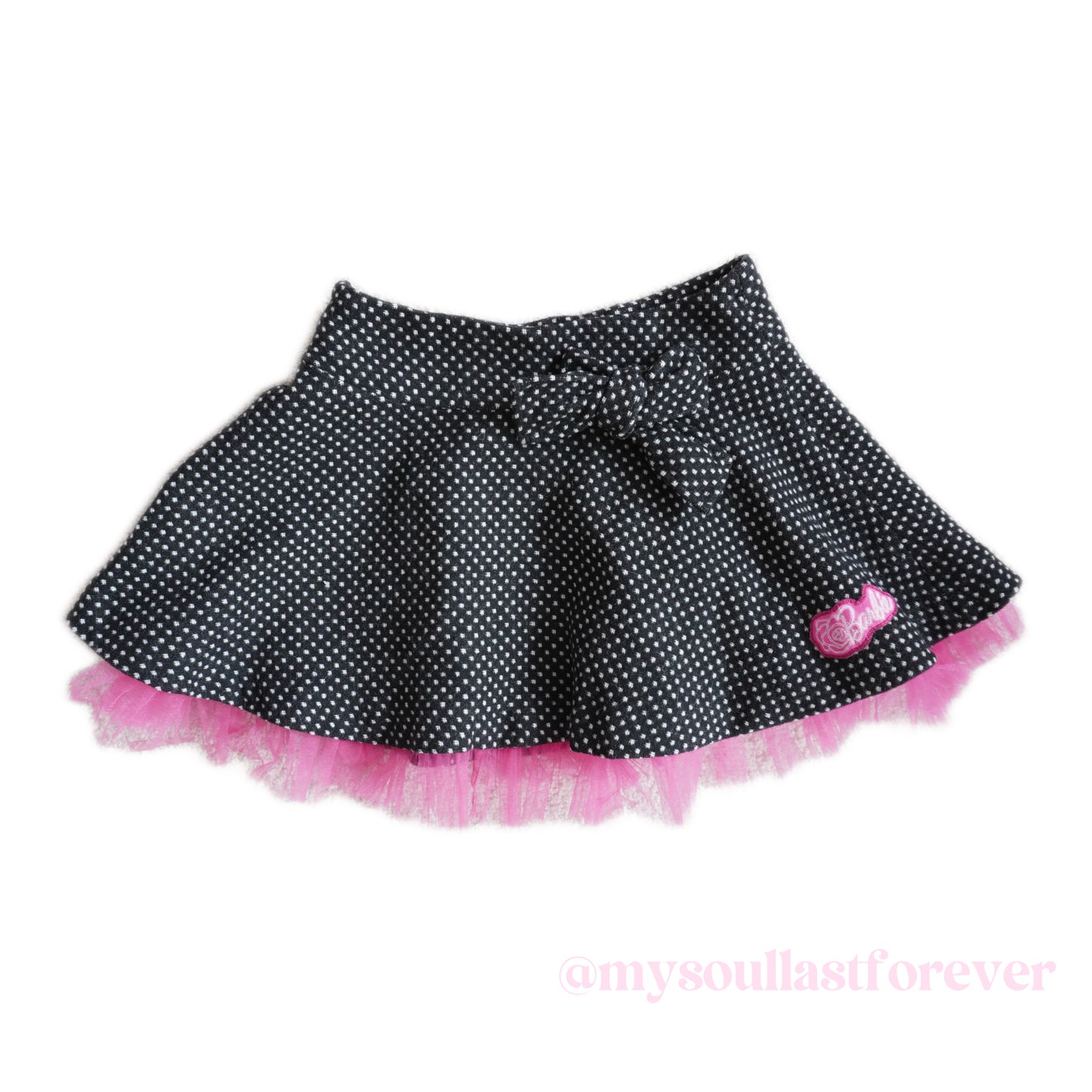 Vintage Barbie gyaru aesthetic polka dot lace bow detail skirt - Mysoullastforever