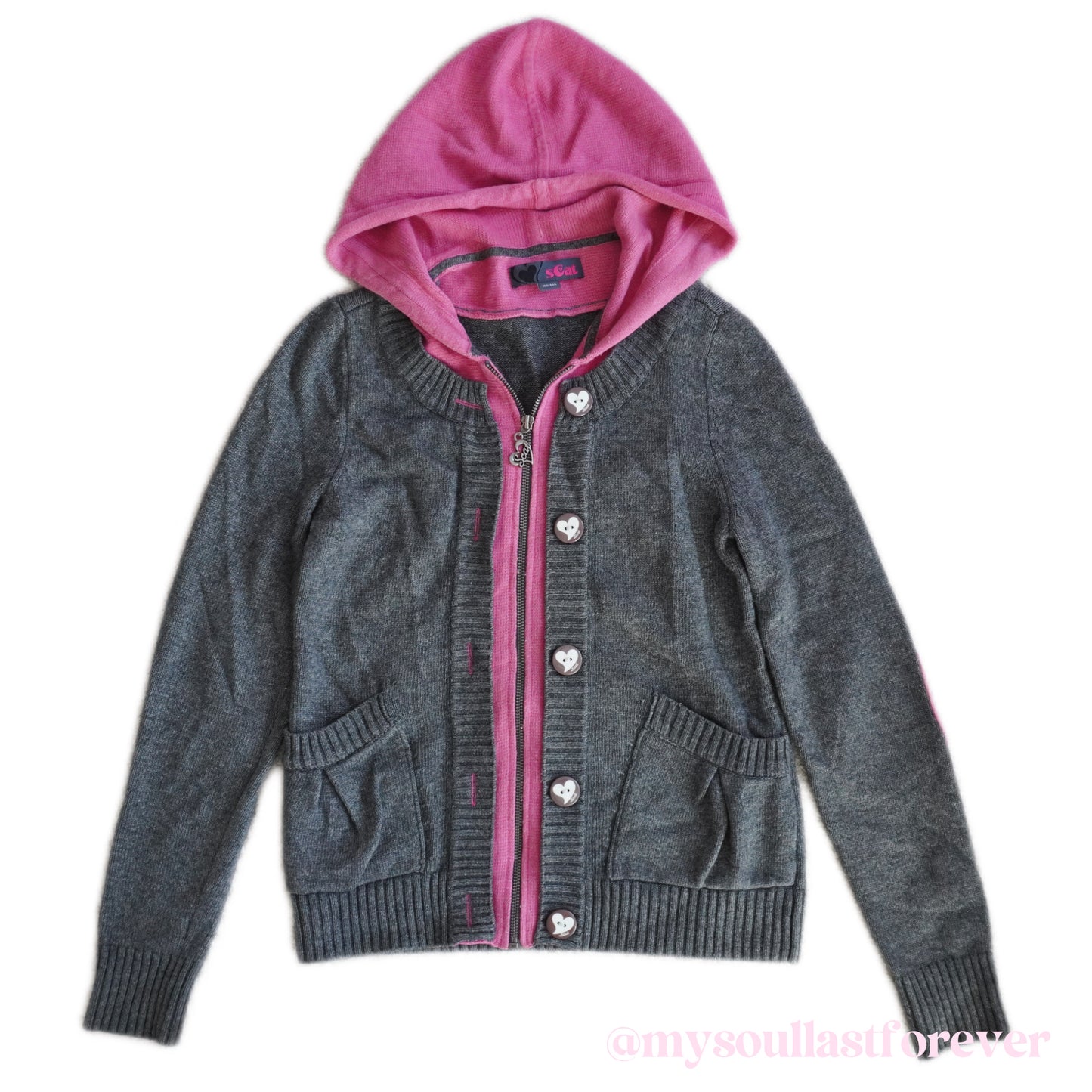 Vintage Scat 2000s heart zip up knit hoodie jacket - Mysoullastforever