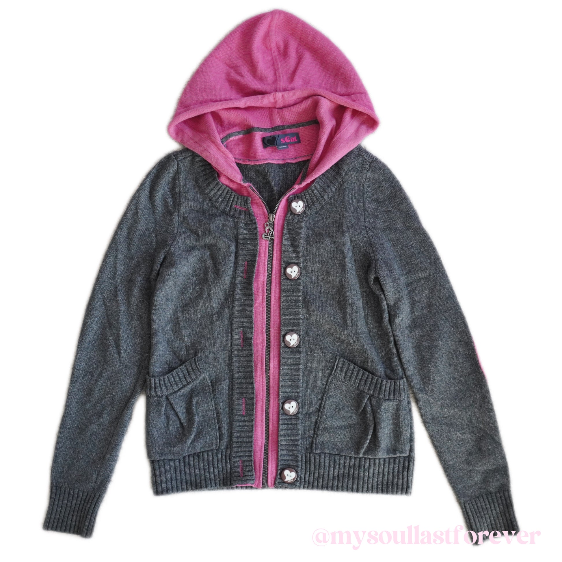 Vintage Scat 2000s heart zip up knit hoodie jacket - Mysoullastforever