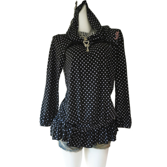 Algonquins 2000s aesthetic polka dot bunny ears hoodie dress - Mysoullastforever