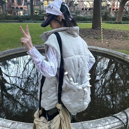 TexEvasion independent designer brand archive oversized dinosaur teeth padded vest jacket - Mysoullastforever