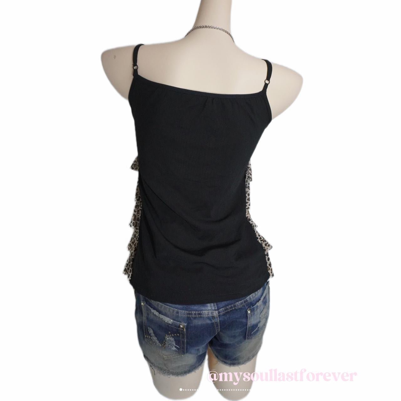 Vintage gyaru aesthetic leopard print tutu adjustable strap camisole - Mysoullastforever