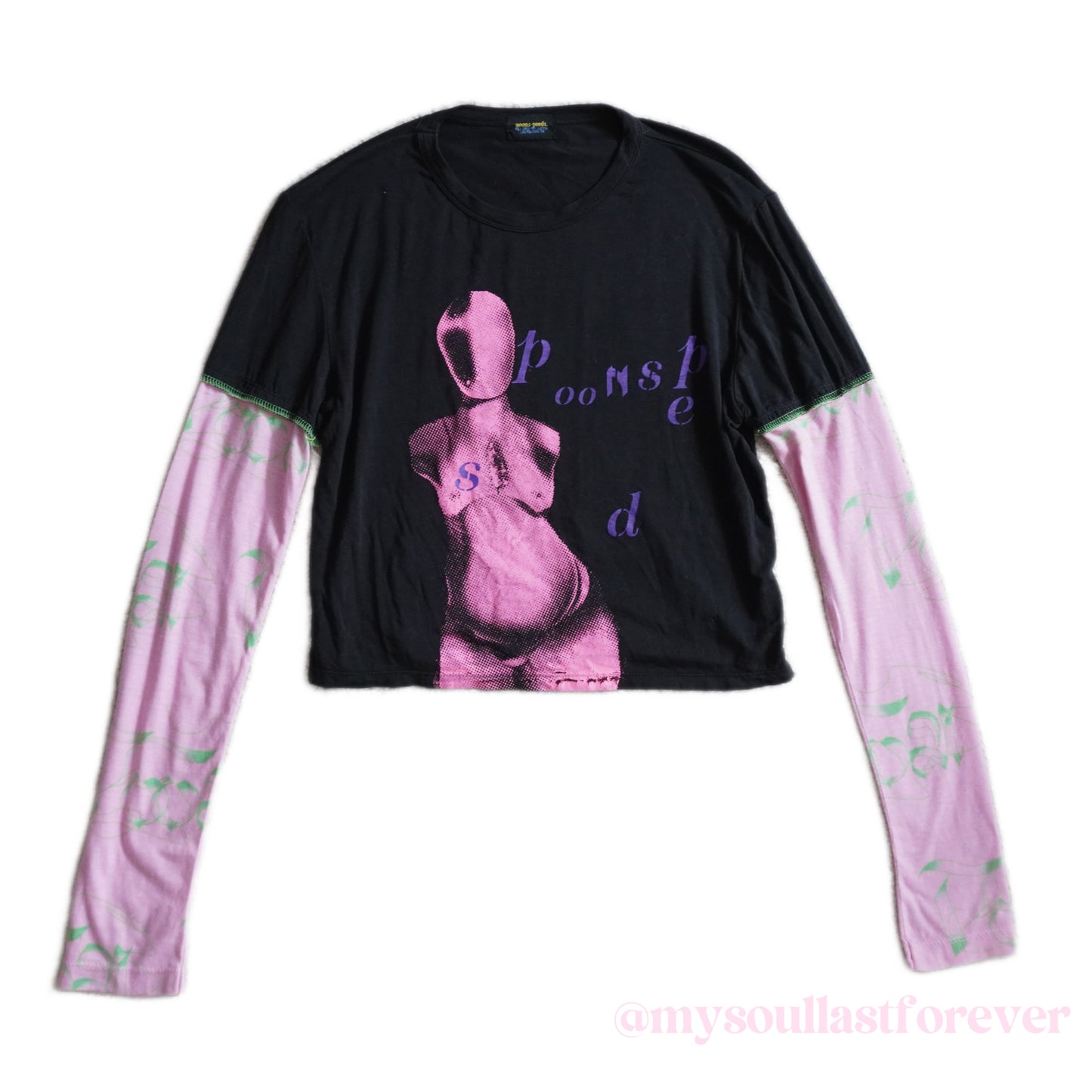 Poons peeds independent designer brand archive aesthetic graphic long sleeve crop top - Mysoullastforever