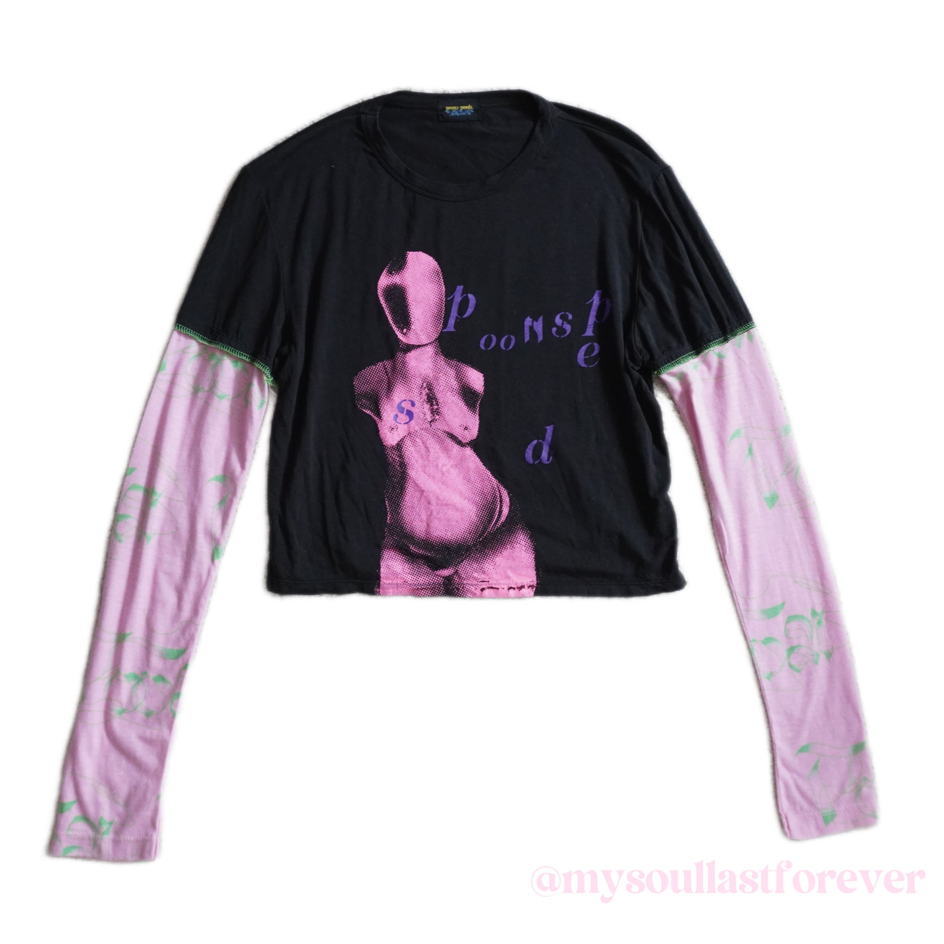 Poons peeds independent designer brand archive aesthetic graphic long sleeve crop top - Mysoullastforever