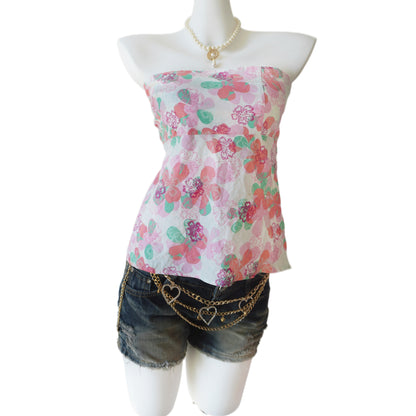Bstar brand gyaru aesthetic flora tube top - Mysoullastforever