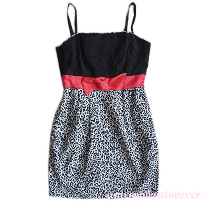 Vintage Vero Moda gyaru agejo leopard print babydoll cami dress with bow details - Mysoullastforever