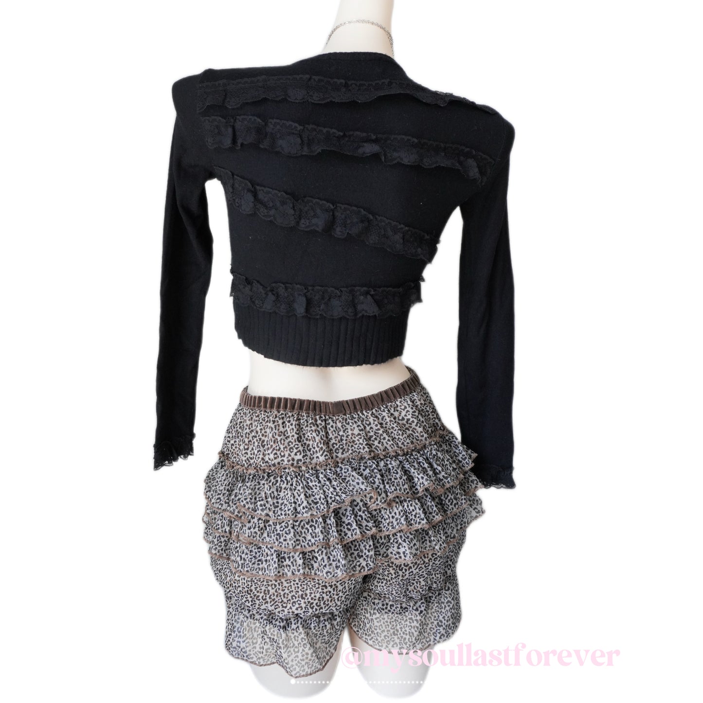 Aweby11 independent designer brand mcbling leopard print ruffle shorts - Mysoullastforever