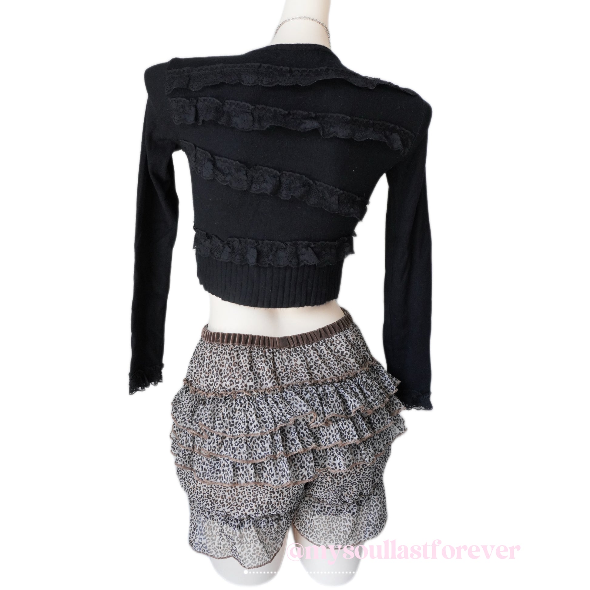 Aweby11 independent designer brand mcbling leopard print ruffle shorts - Mysoullastforever