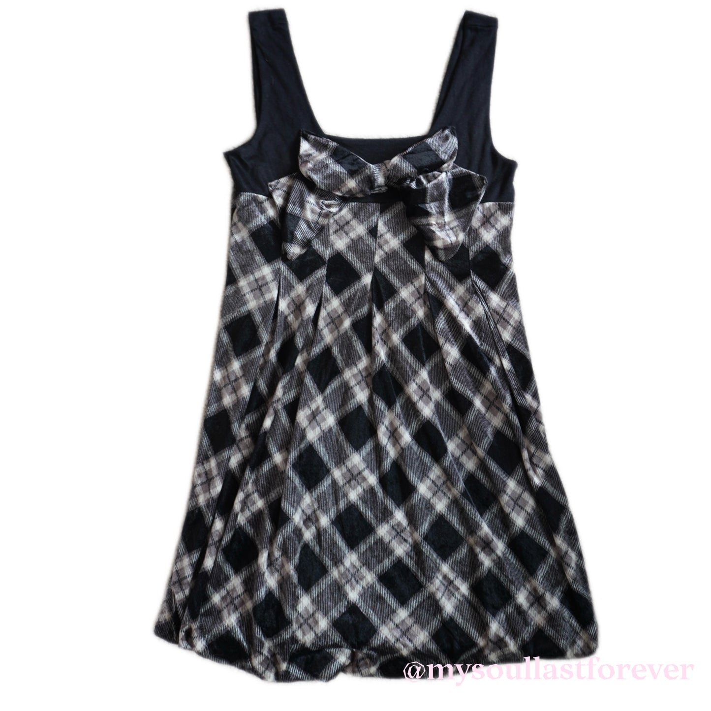 Vintage milkmaid plaid bow detailing ruffled cami dress - Mysoullastforever