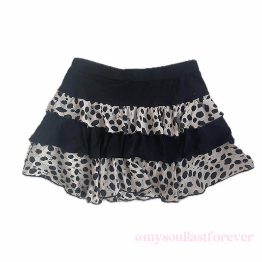 Vintage Bezel gyaru aesthetic two piece leopard print mini skirt - Mysoullastforever