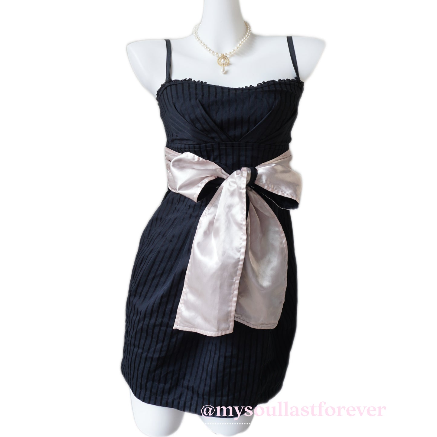 Vintage Me Jane himekaji aesthetic striped bow cami dress - Mysoullastforever