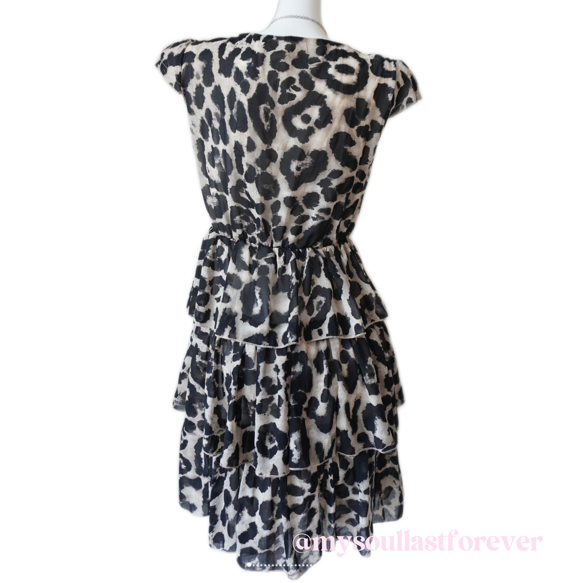 Vintage gyaru aesthetic leopard print layered dress - Mysoullastforever