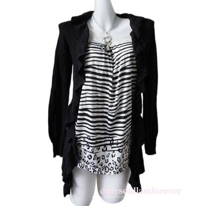 Vintage Etam brand gyaru aesthetic zebra print faux two piece top - Mysoullastforever