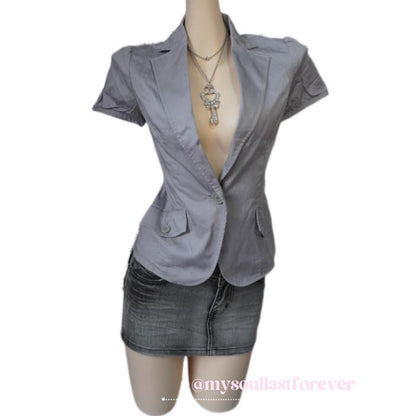 Vintage Etam archive aesthetic office siren frill cropped jacket - Mysoullastforever