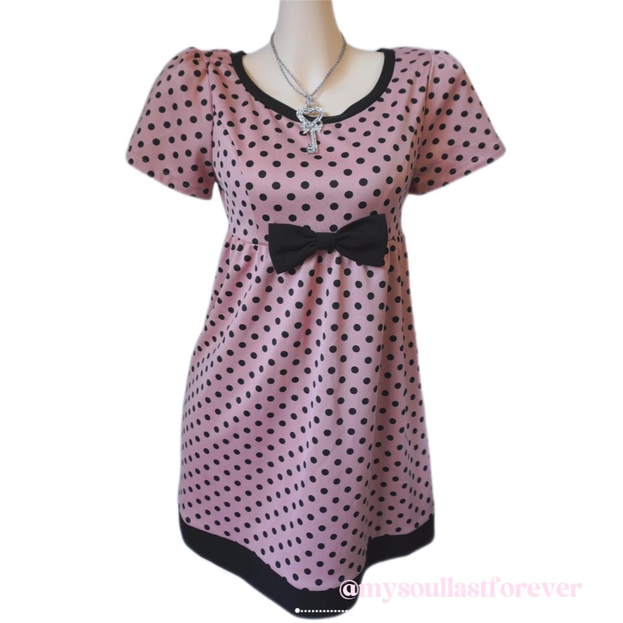 Vintage Olive Des Olive gyaru aesthetic polka dot dress with bow detail - Mysoullastforever