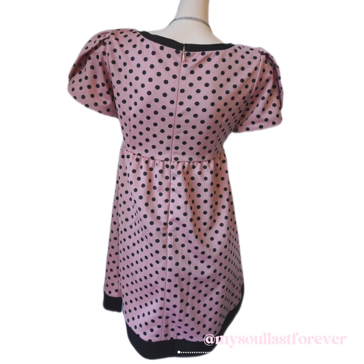Vintage Olive Des Olive gyaru aesthetic polka dot dress with bow detail - Mysoullastforever